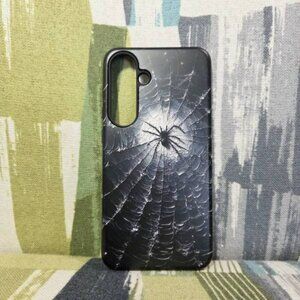 Samsung Galaxy S25 Plus Spider Web Tough Phone Case Duel Layers Matte Black & Wh